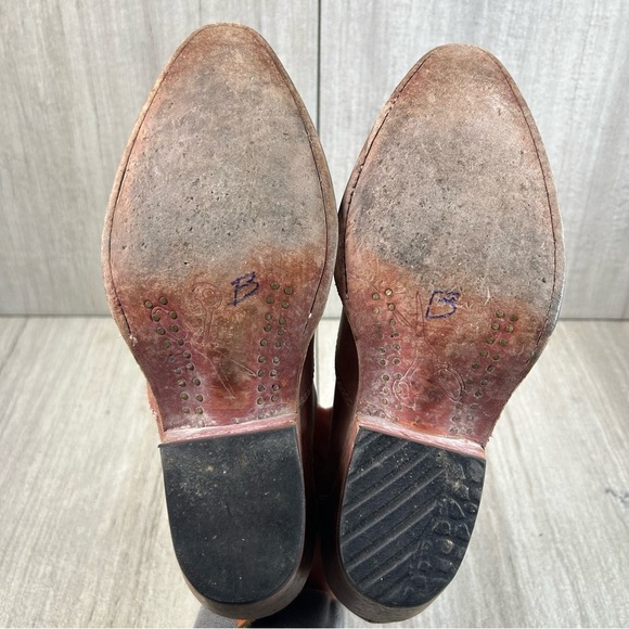 PS Kaufman Rustic Tan Leather Heeled Western Oxford Ankle Booties Women’s Size 6 - Picture 8 of 10